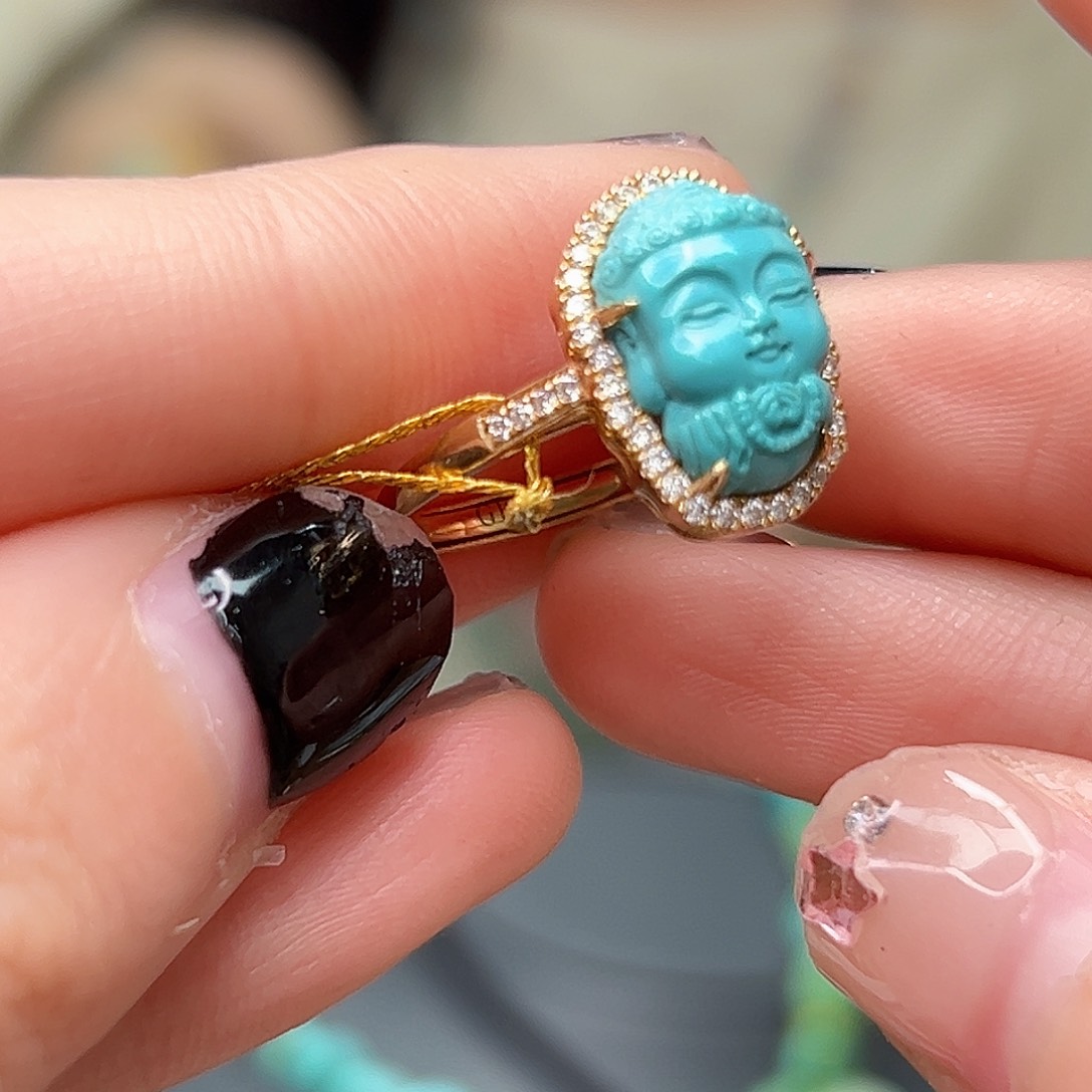 绿松石珠宝奇石18K金镶嵌