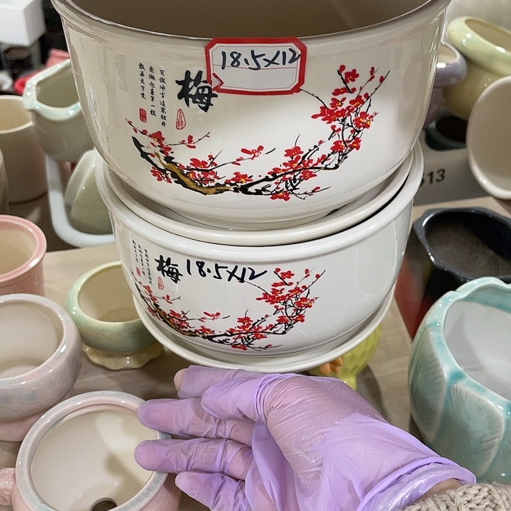 红陶陶瓷花盆满12米包邮