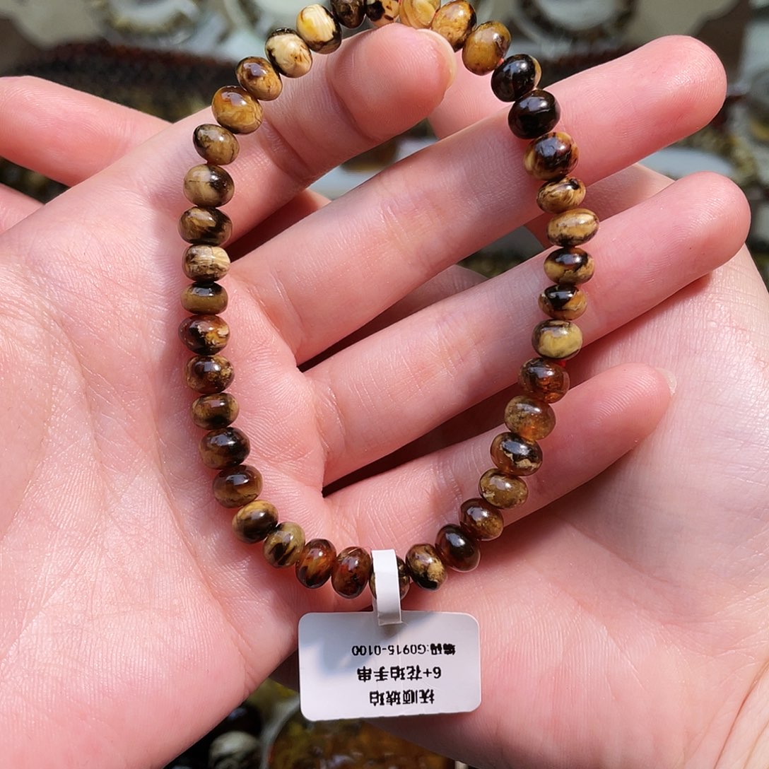 琥珀未镶嵌裸石抚顺琥珀6➕手串花腊