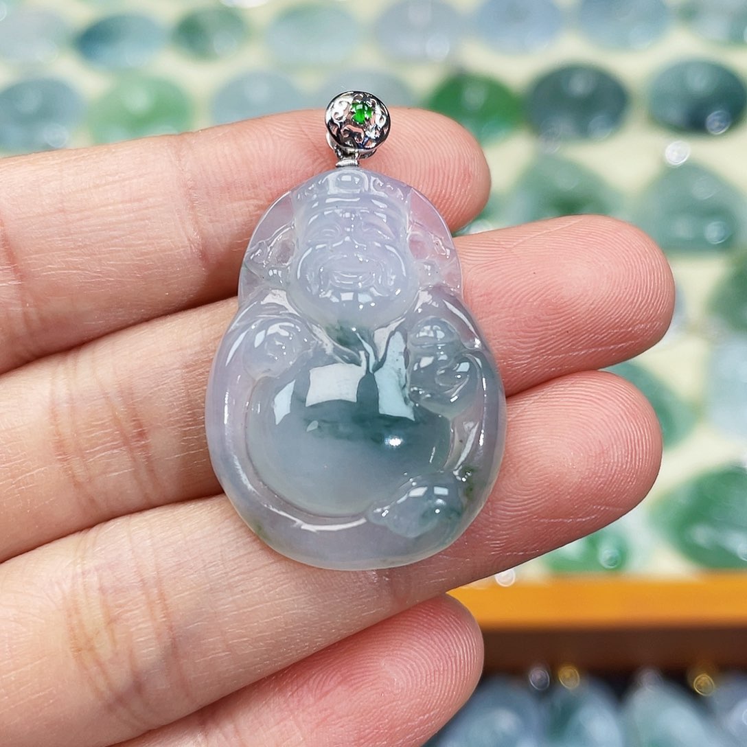 翡翠颈饰18K金镶嵌吊坠