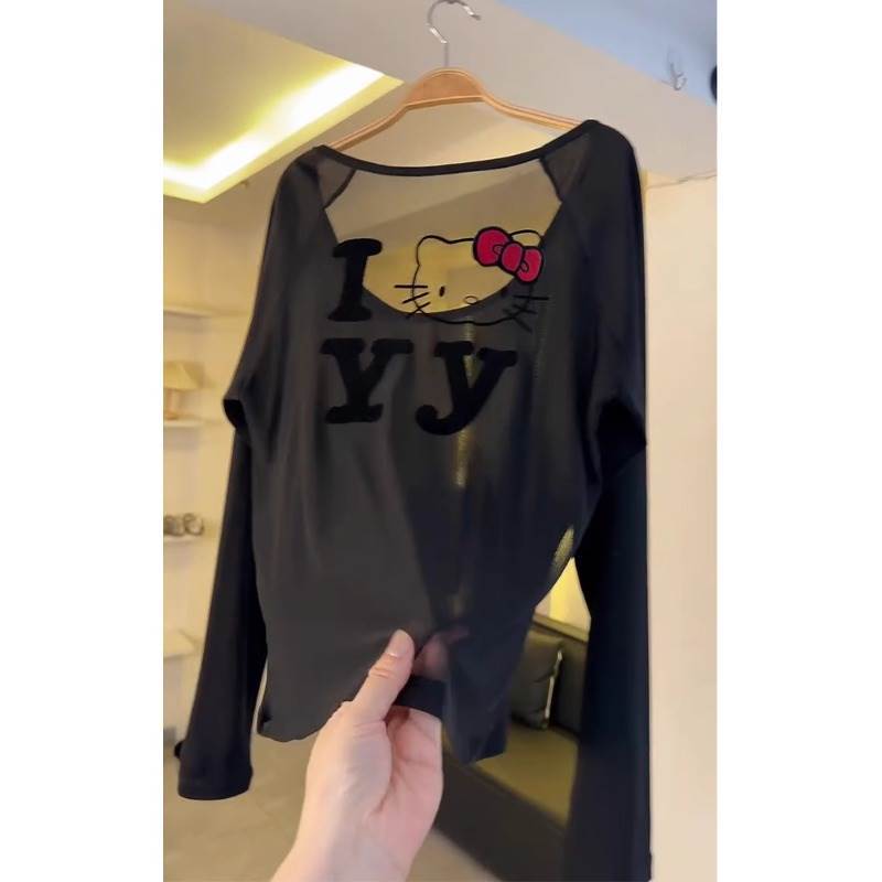 早春季2025年新款女装超好看独特漂亮hellokitty内搭黑色长袖上衣