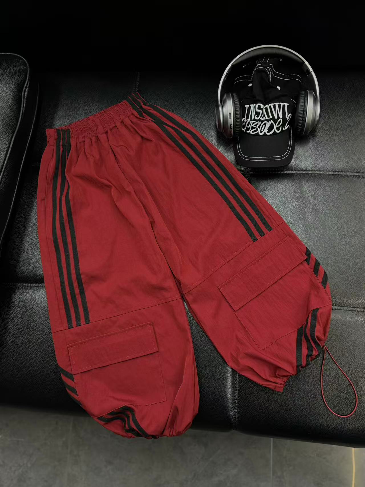 吾2025【Y】5月23日 儿童男童女童番茄红拉条阔腿工装裤4210-