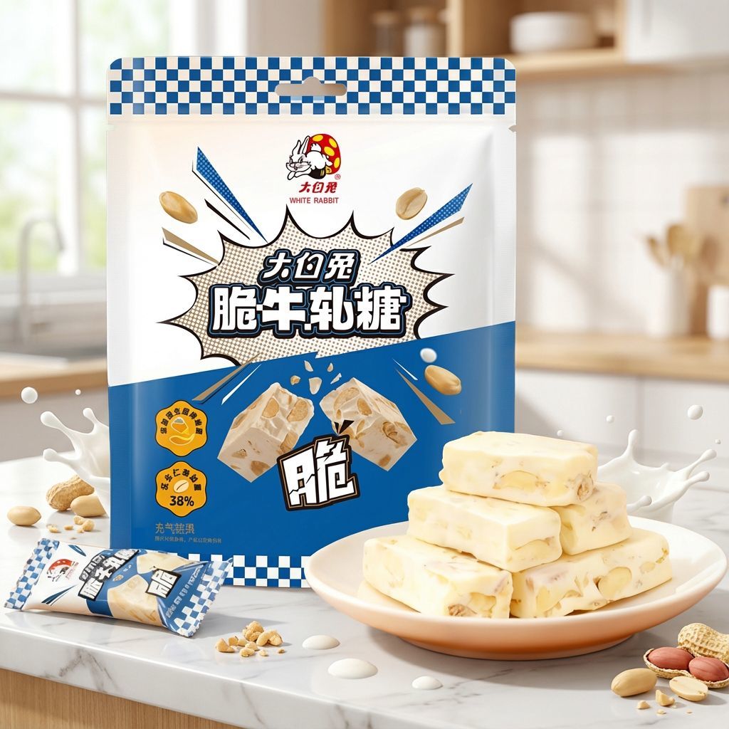 [新品上市]冠生园大白兔脆牛轧糖果喜糖酥糖休闲零食上海年货