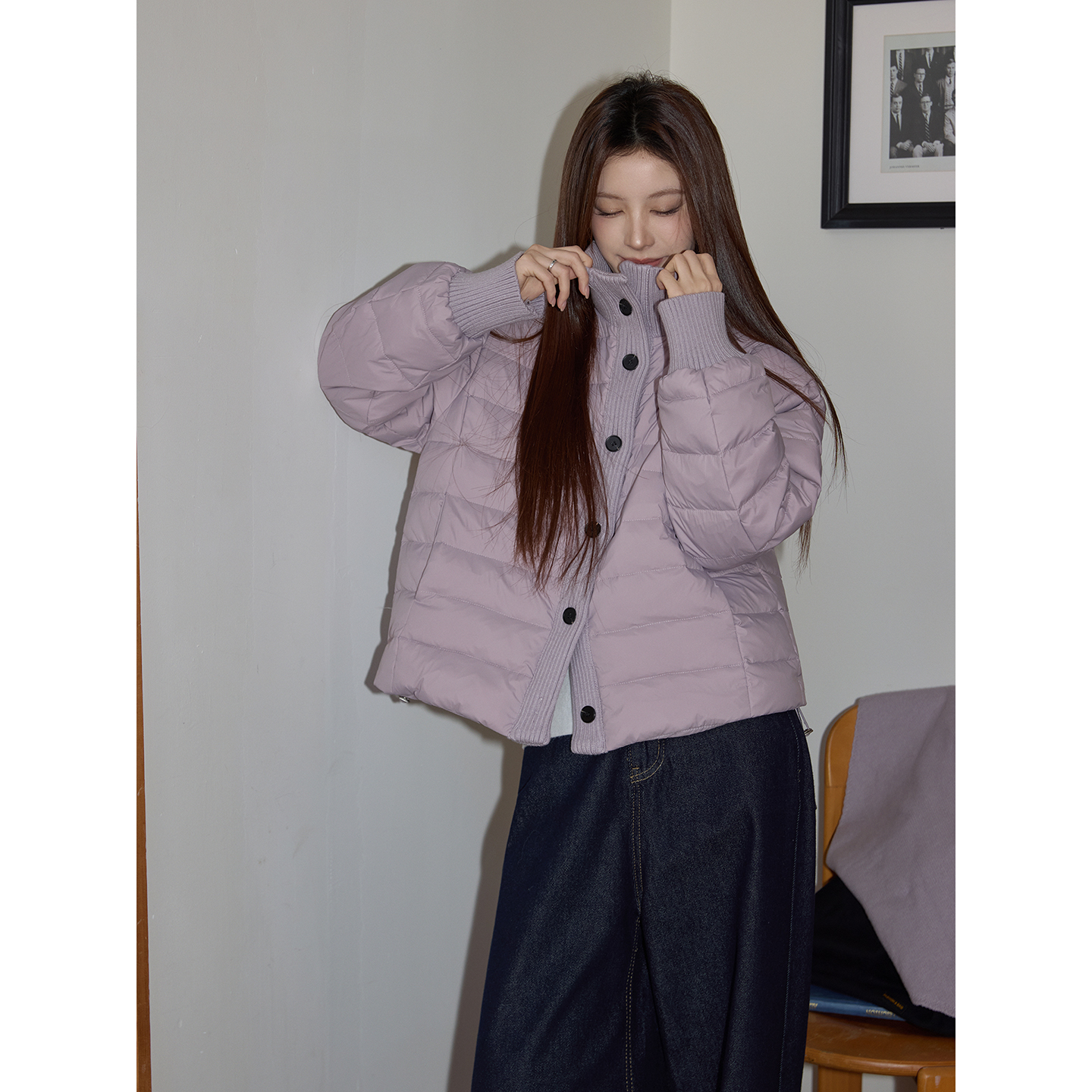 【吵吵家】紫色加厚90白鸭绒羽绒服女2025冬季宽松休闲保暖长袖外套