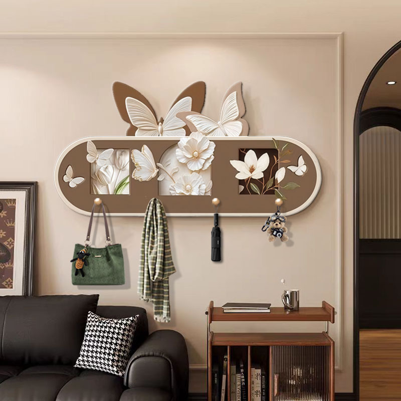 BE-013花卉蝴蝶洞洞板装饰画玄关走廊多功能衣帽收纳挂钩画捡漏
