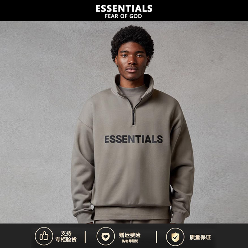 Ess半拉链立领套头外套胸前大字母潮流男女同款