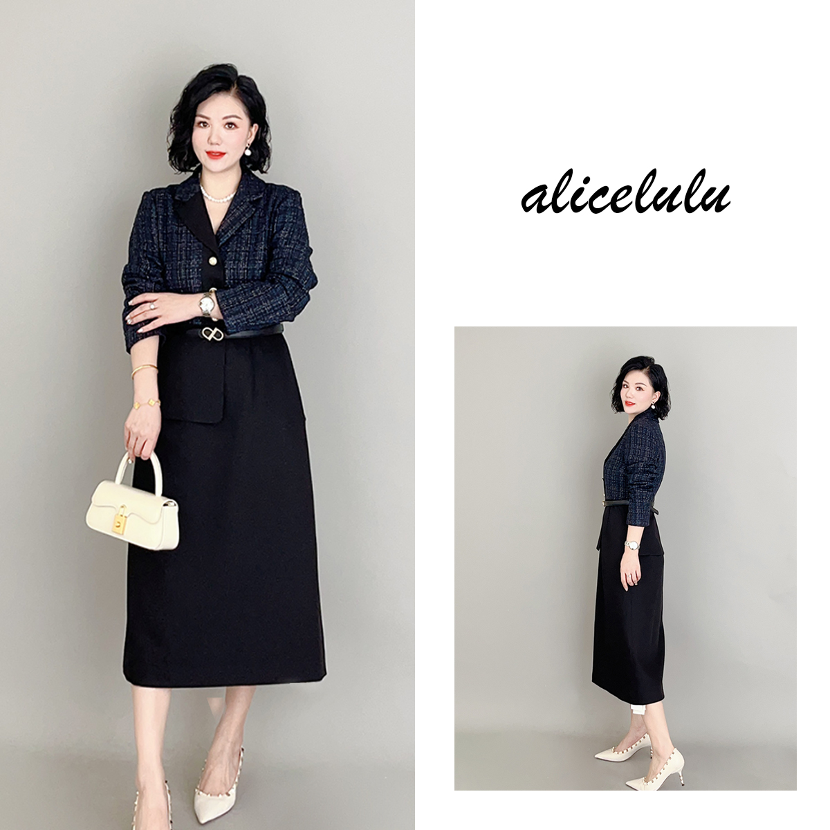 5 alicelulu“星际传说”连衣裙 优雅拼接 端庄知性 S1034500J