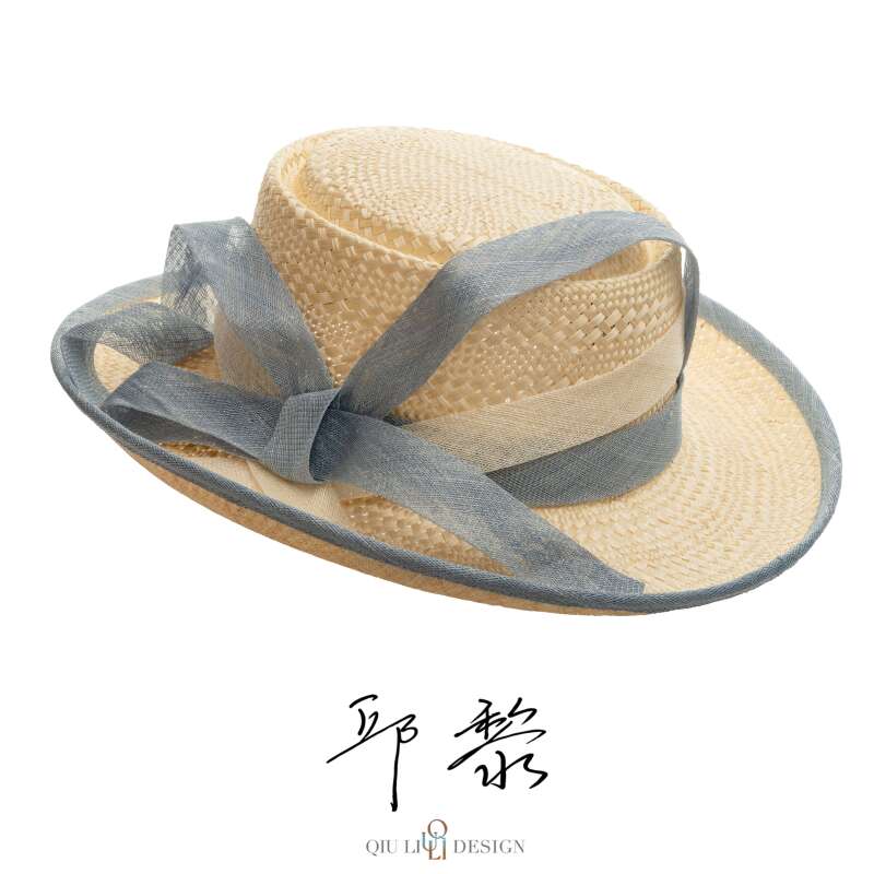 邱黎・法式浪漫田园蝴蝶结织带气质草帽 1d2246