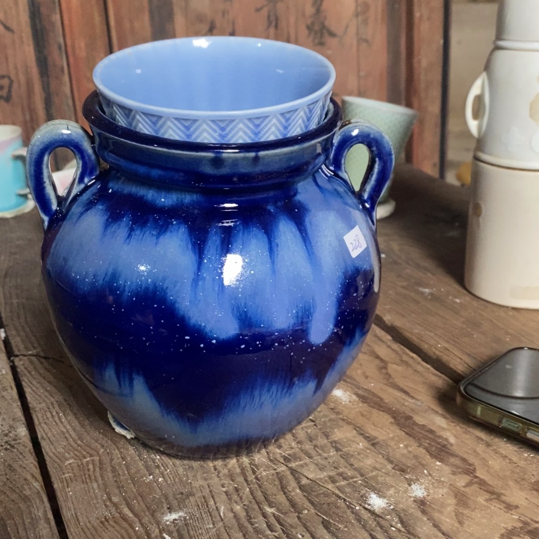 杯北***空浪鬼柴烧 釉绘柴烧 猪油罐