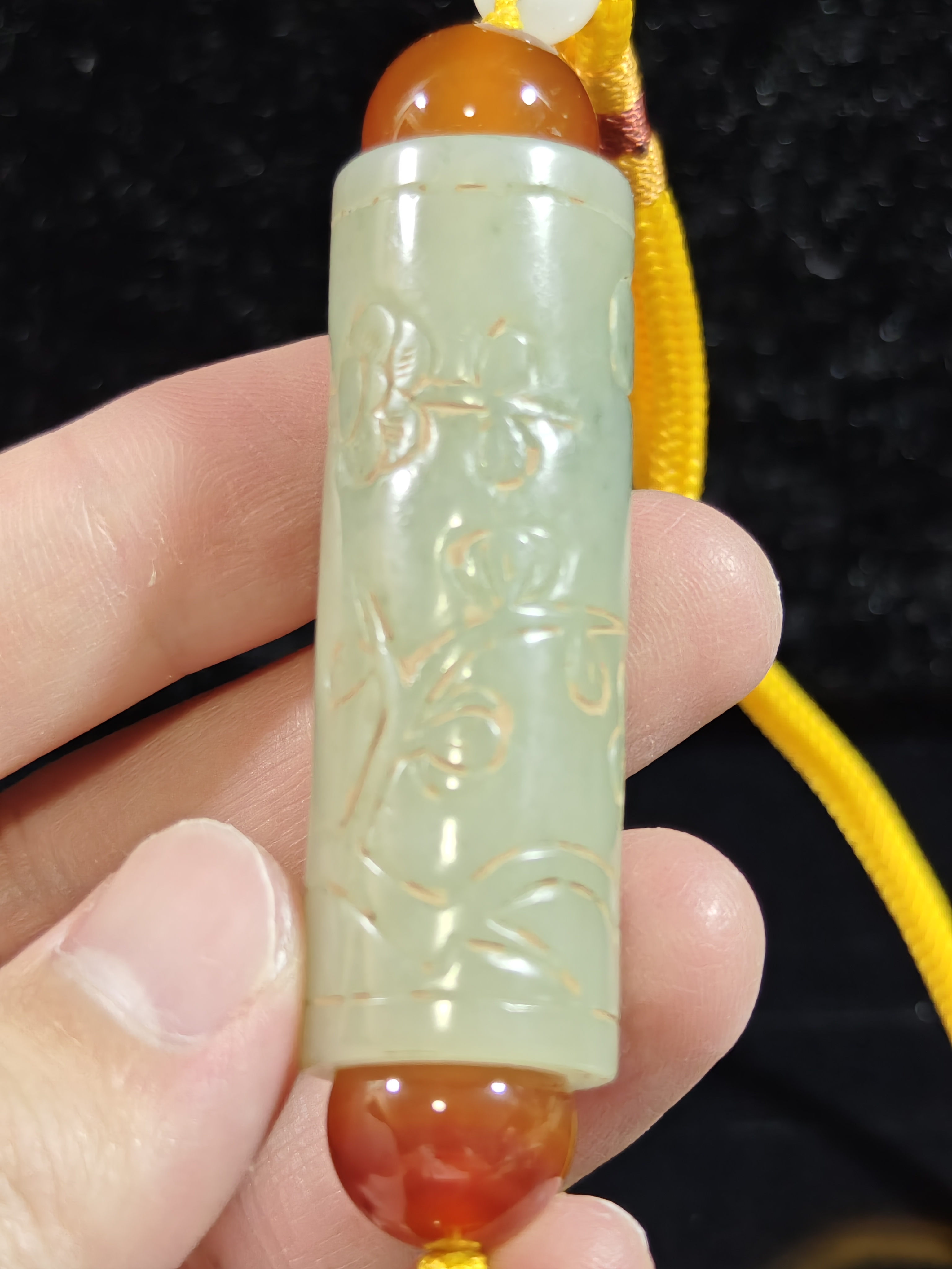 旧藏天然和田玉勒子把件29克58*18mm