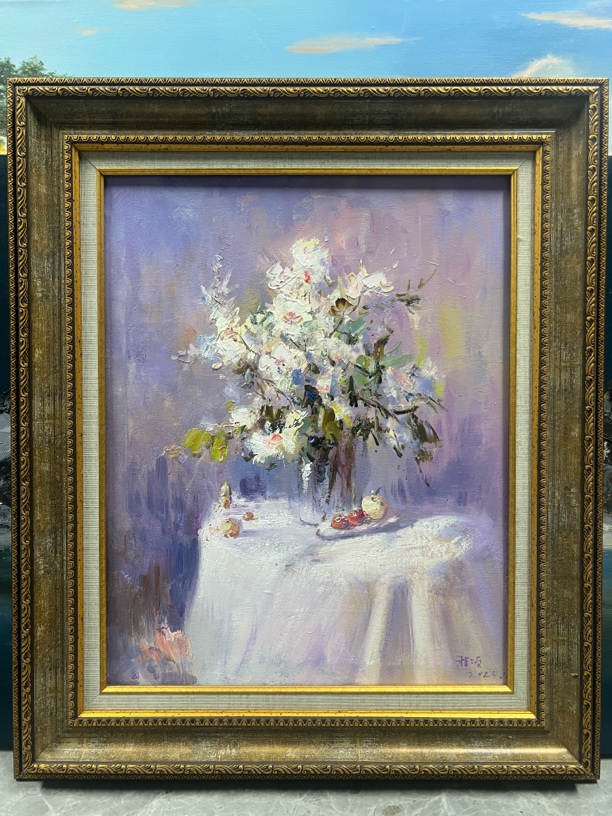 紫色禅意抽象荷花荷叶装饰画客厅卧室玄关挂画40×50