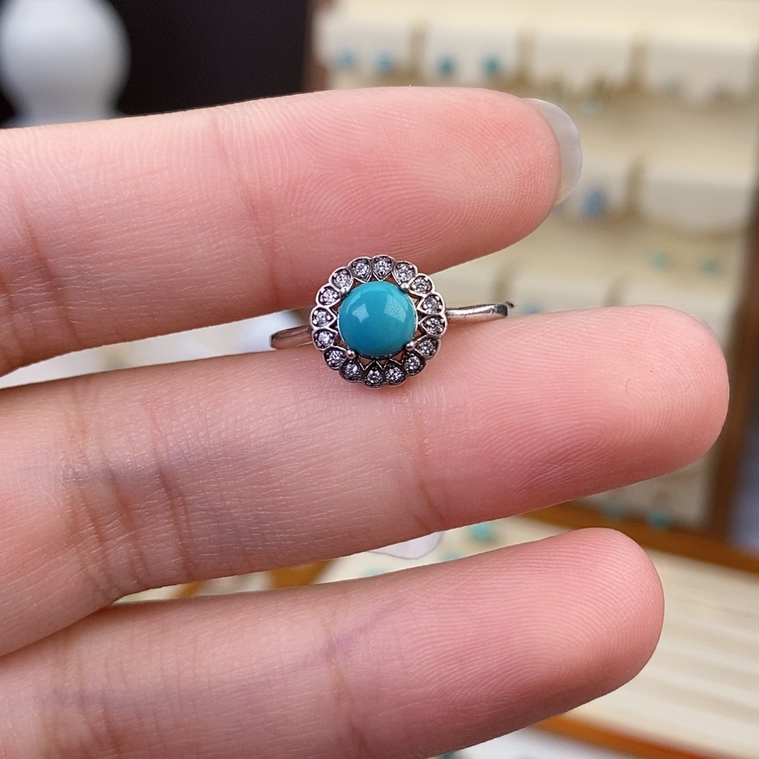 绿松石戒指银S925镶嵌