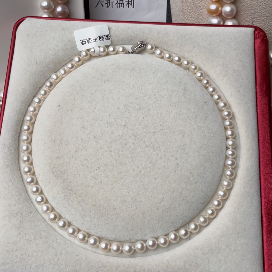 银S925镶嵌淡水珍珠颈饰6.5-7.5mm无核