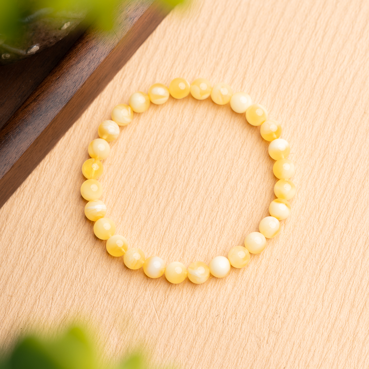 金白花蜜蜡6mm*28颗圆珠素串珠宝手串