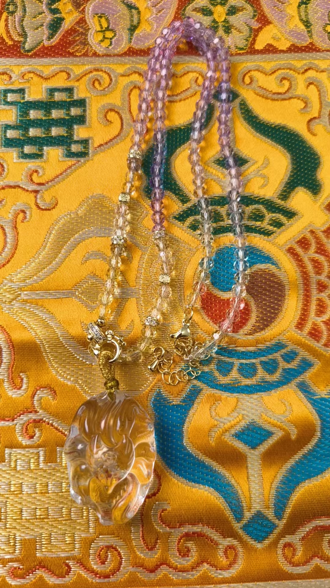 非金属莫桑石吊坠 狐仙九尾紫水与晶吊坠项链