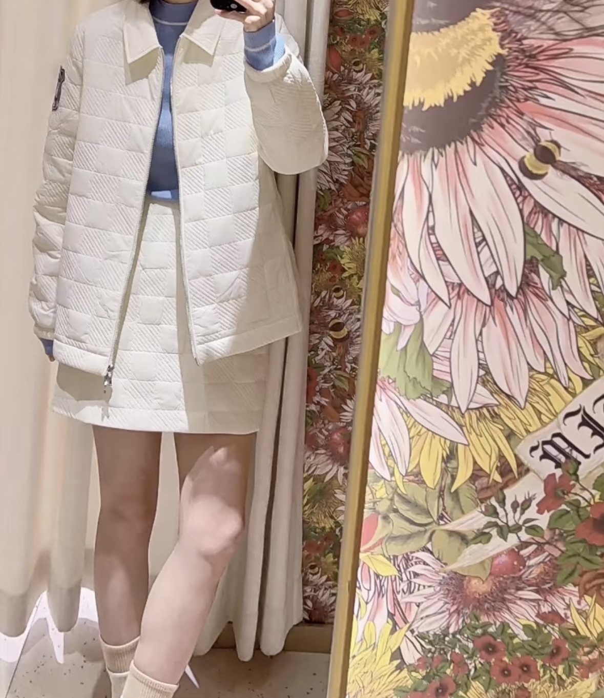 新上重工格纹刺绣短裙