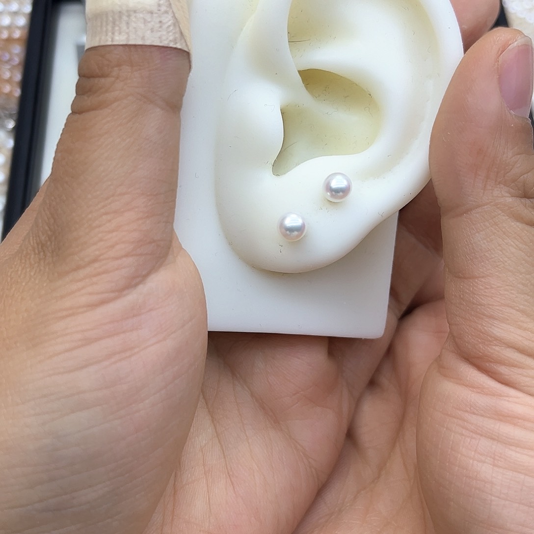 淡水珍珠耳饰银S925镶嵌