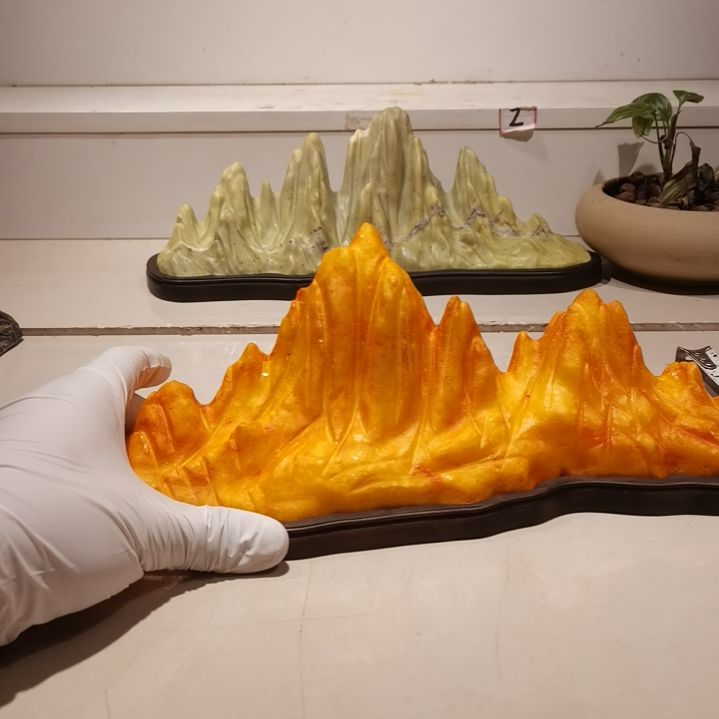 背***影砖雕灵璧石摆件山峰