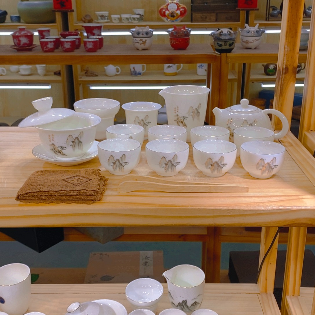 【不止】羊脂玉瓷茶具套装