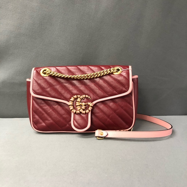 95新 GUCCI/古驰 拾锦奢品 GUCCI古驰红色马蒙26单肩包 