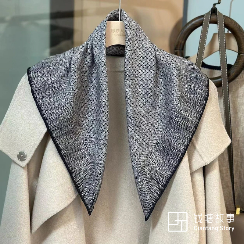 Qiantang Story/钱塘故事70丝毛-编织印象真丝羊毛方巾围巾65cm