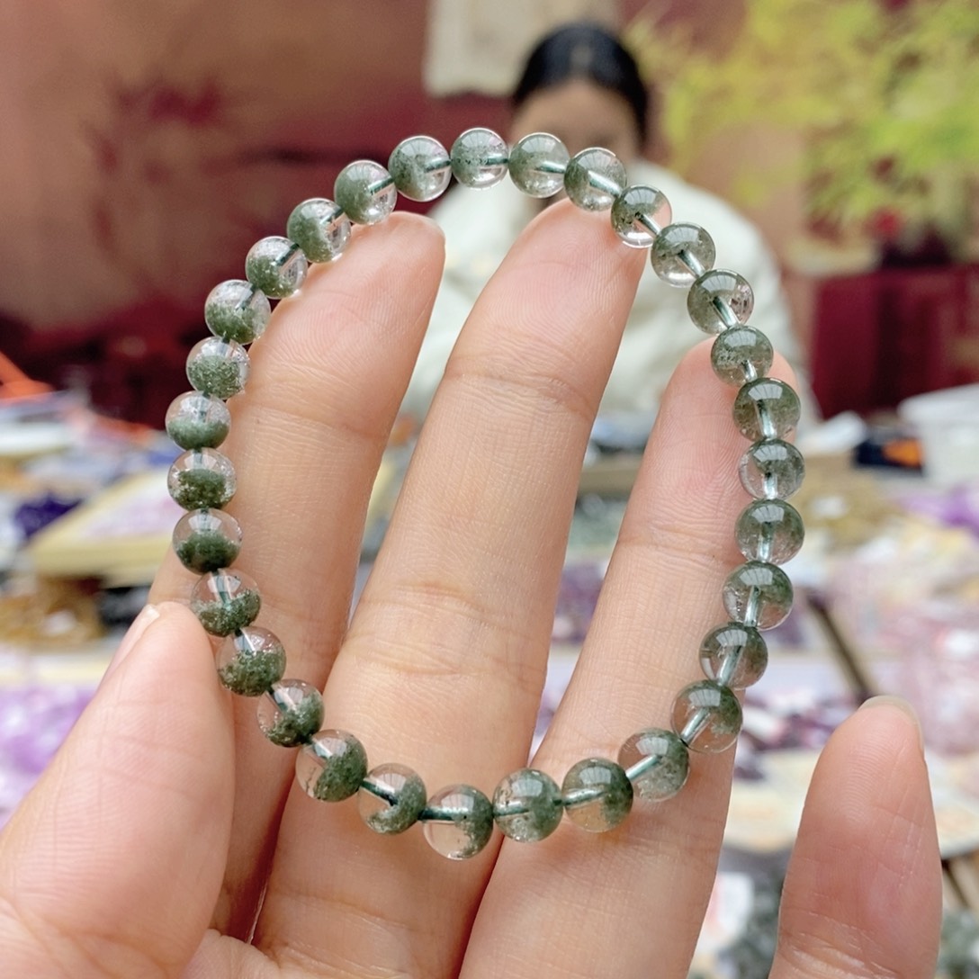 水晶手链未镶嵌Bb0104绿幽灵6.4mm