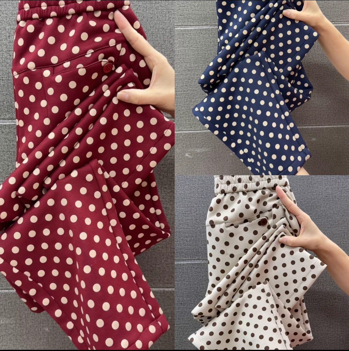 3069早秋新款韩版女士高腰宽松波点九分裤舒适百搭洋气遮肉时尚裤