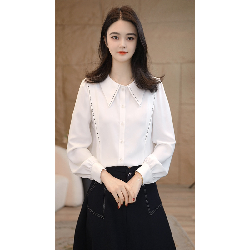 【小陈甄选】曼贝衬衫女士高级显瘦8593133A白色气质衬衣