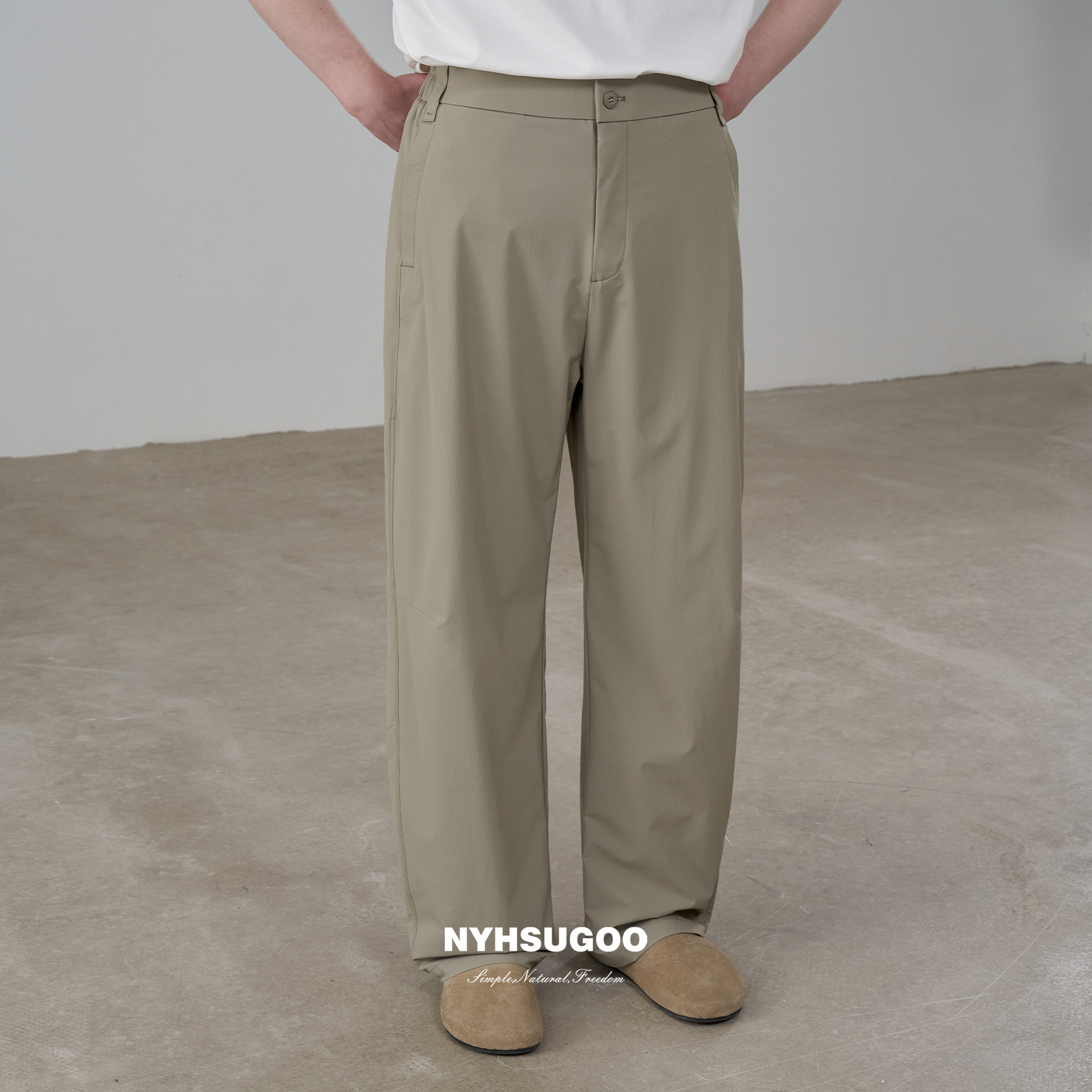 NYHSUGOO/南乙夏季男士户外原纱防晒UPF50松紧腰轻薄3733休闲裤