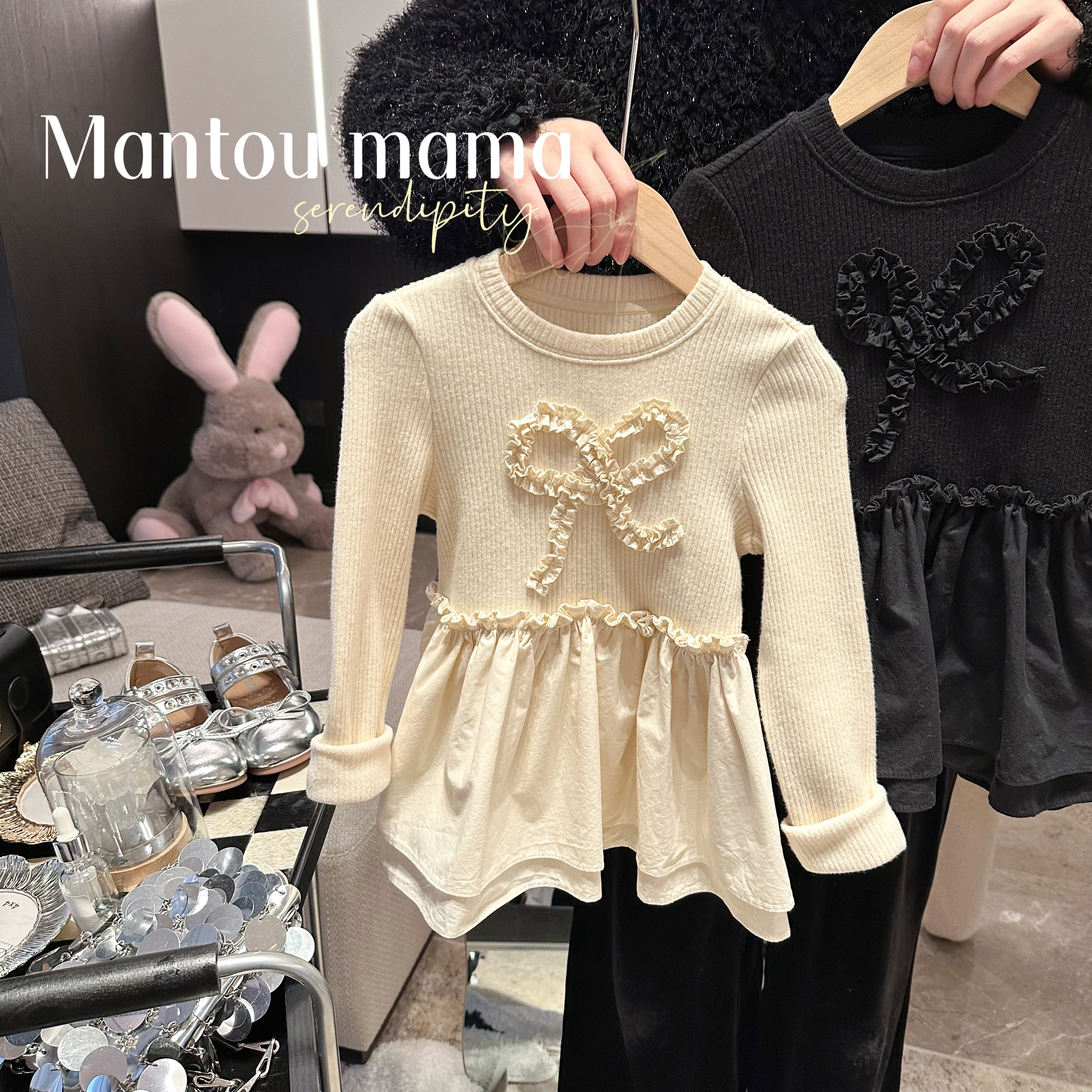 【Mt studio】立体蝴蝶结娃娃衫上衣春秋女童简单可爱精致气质少女