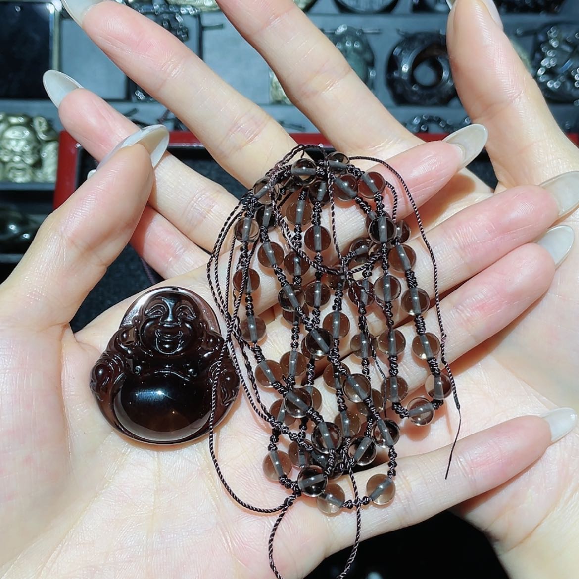 【闪购商品】未镶嵌黑曜岩套链楚*～