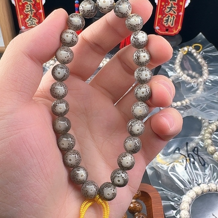 星月菩提手串黑冰圆珠手持9mm
