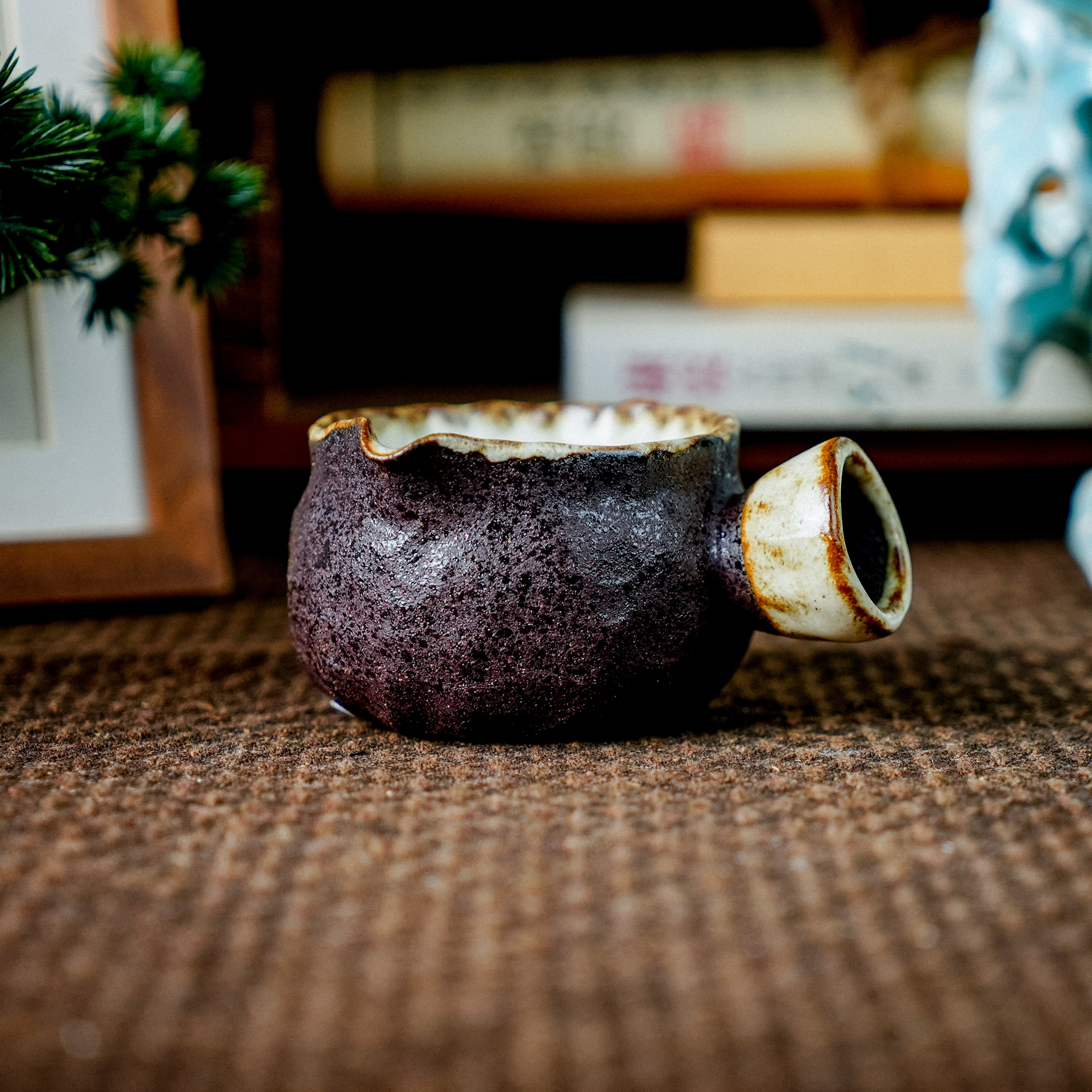 【风禾】纯手工粗陶圆形侧把公道杯 125cc   MTS081 