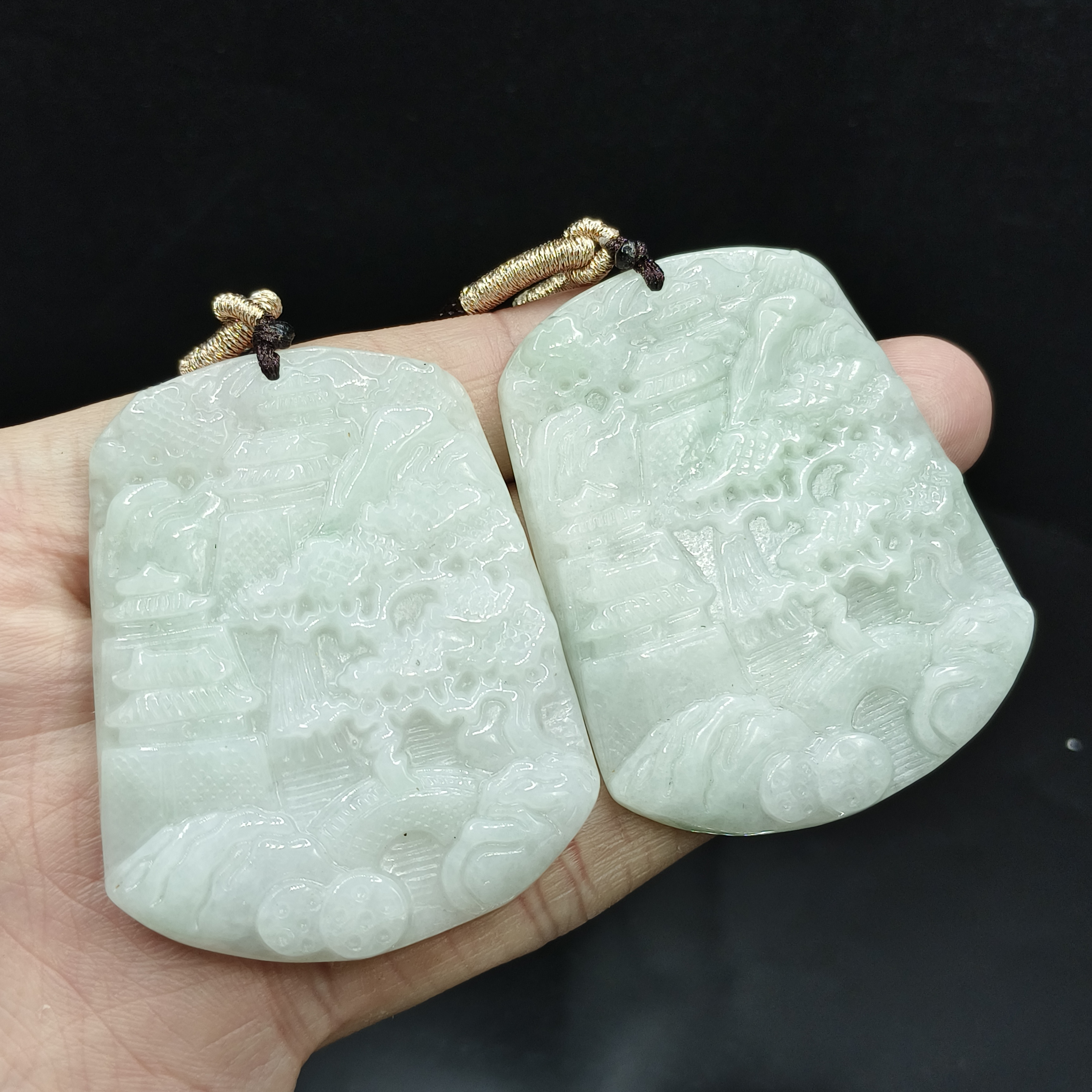 【老涂精选】翡翠山水牌吊坠赠绳TGX【多样性发其一】约50-30-5mm