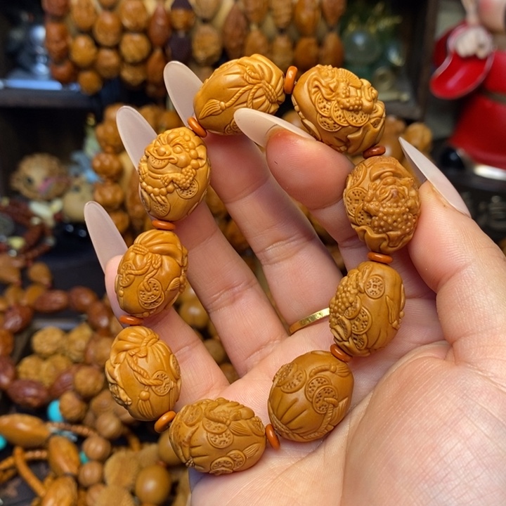 橄榄核手串/手链袋袋有钱金蟾