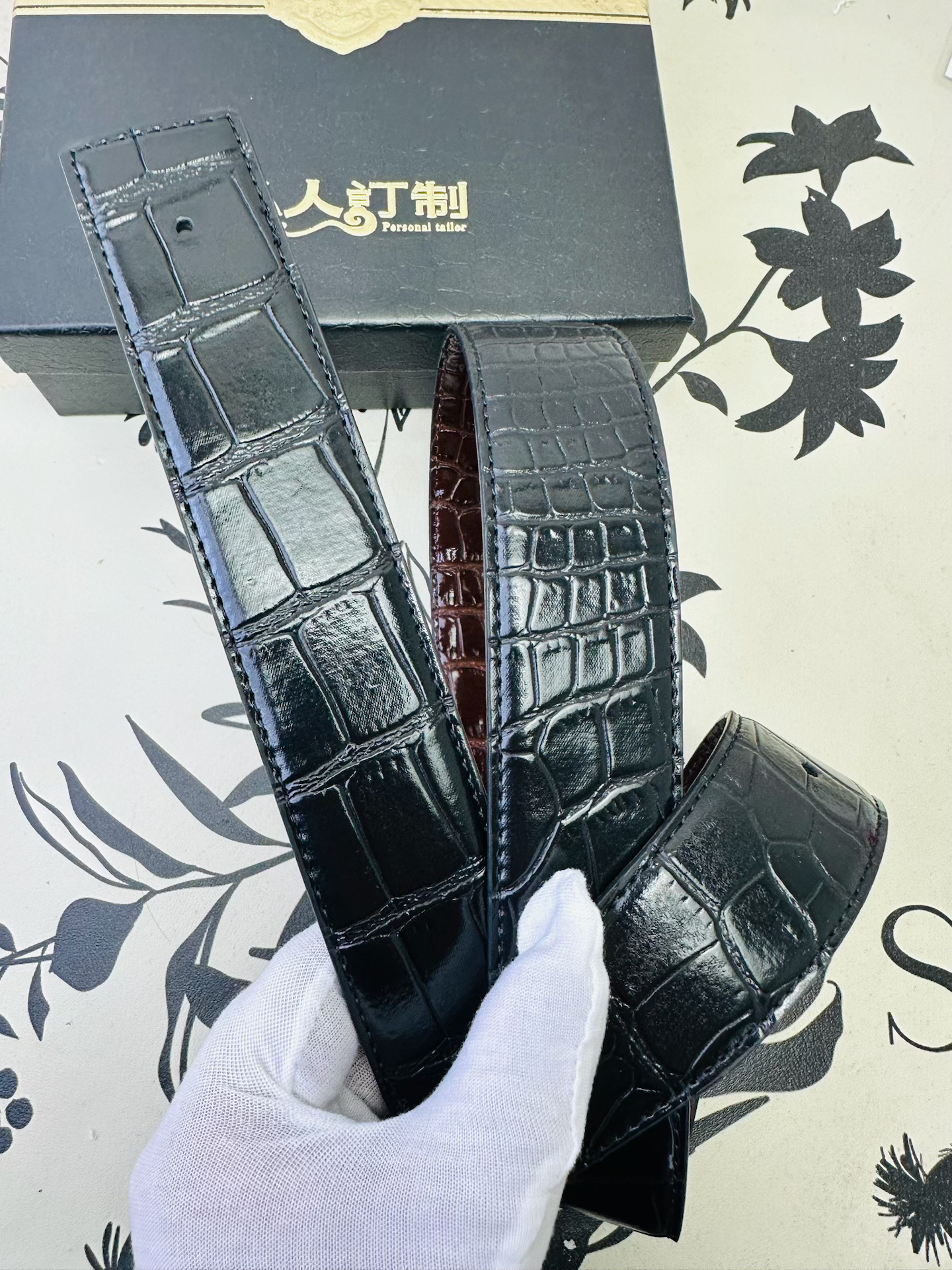 3.8高档奢华双面鳄鱼腰带高级质感百搭耐用时尚（单皮带）-鑫露1