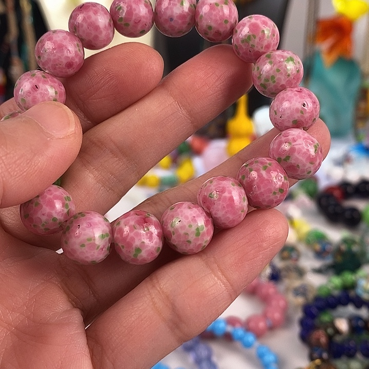 *****DIY琉璃桃花粉老土炉琉璃手串