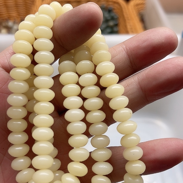 白玉菩提吊坠精品9奶黄算盘114颗