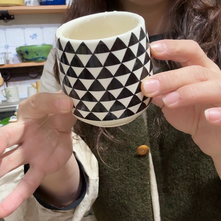 外贸高温陶瓷几何茶杯4个