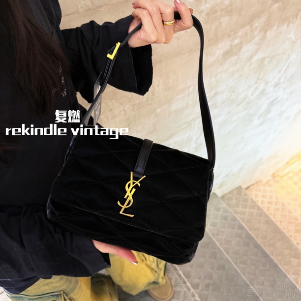 95新 YSL/圣罗兰 复燃精选/黑金le57 hobo腋下包22年