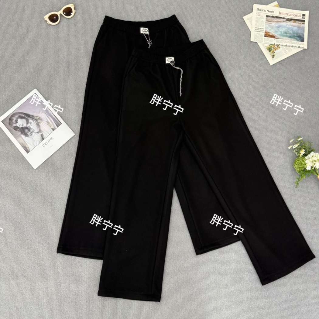 显高显腿长链条密密绒窄版阔腿裤显瘦休闲裤女（裤长104左右）