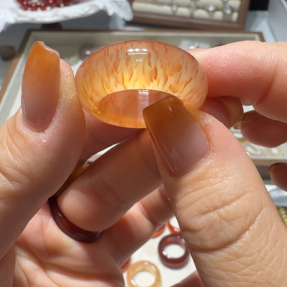 玛瑙/玉髓未镶嵌戒指港17/16