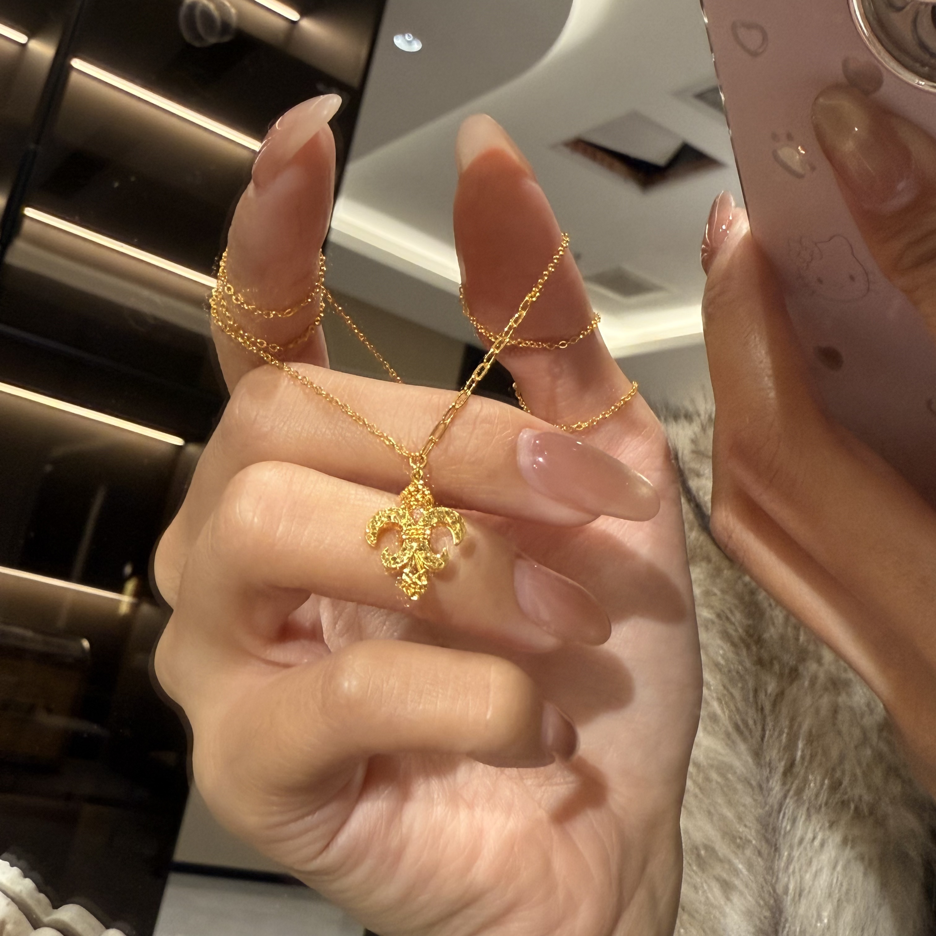 JX『碎碎冰鸢尾花套链』5G黄金足金999 M扣