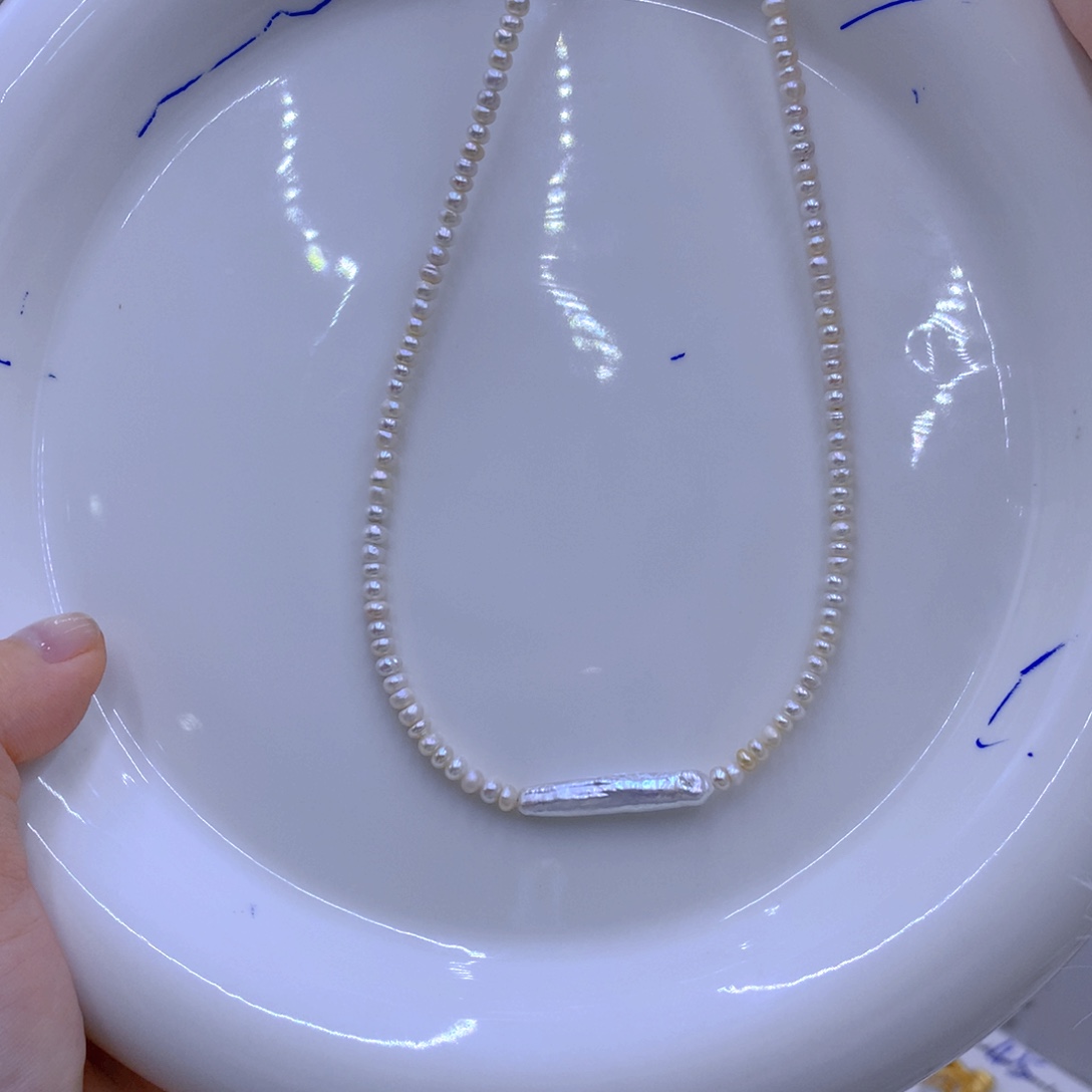 淡水珍珠颈饰银S925镶嵌