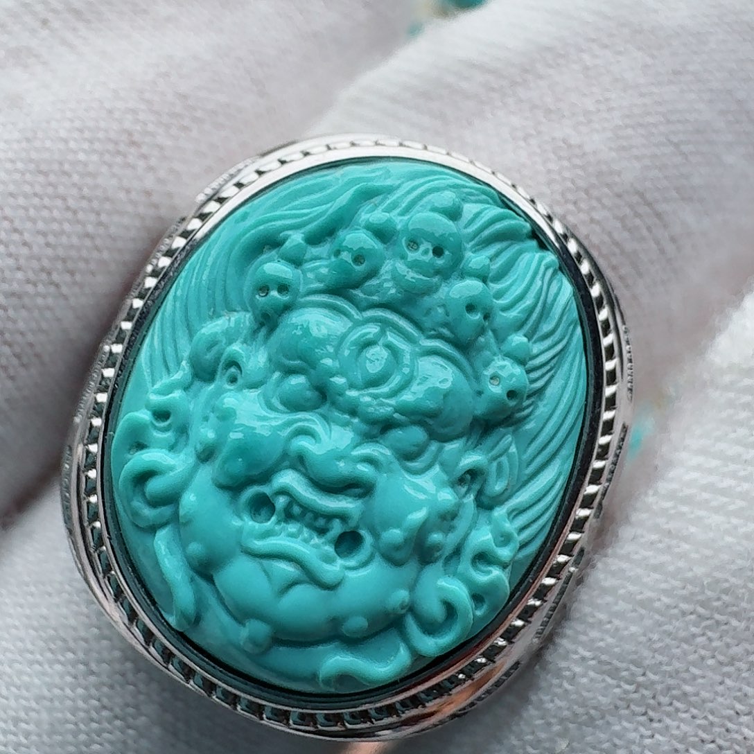 绿松石银S925镶嵌戒指