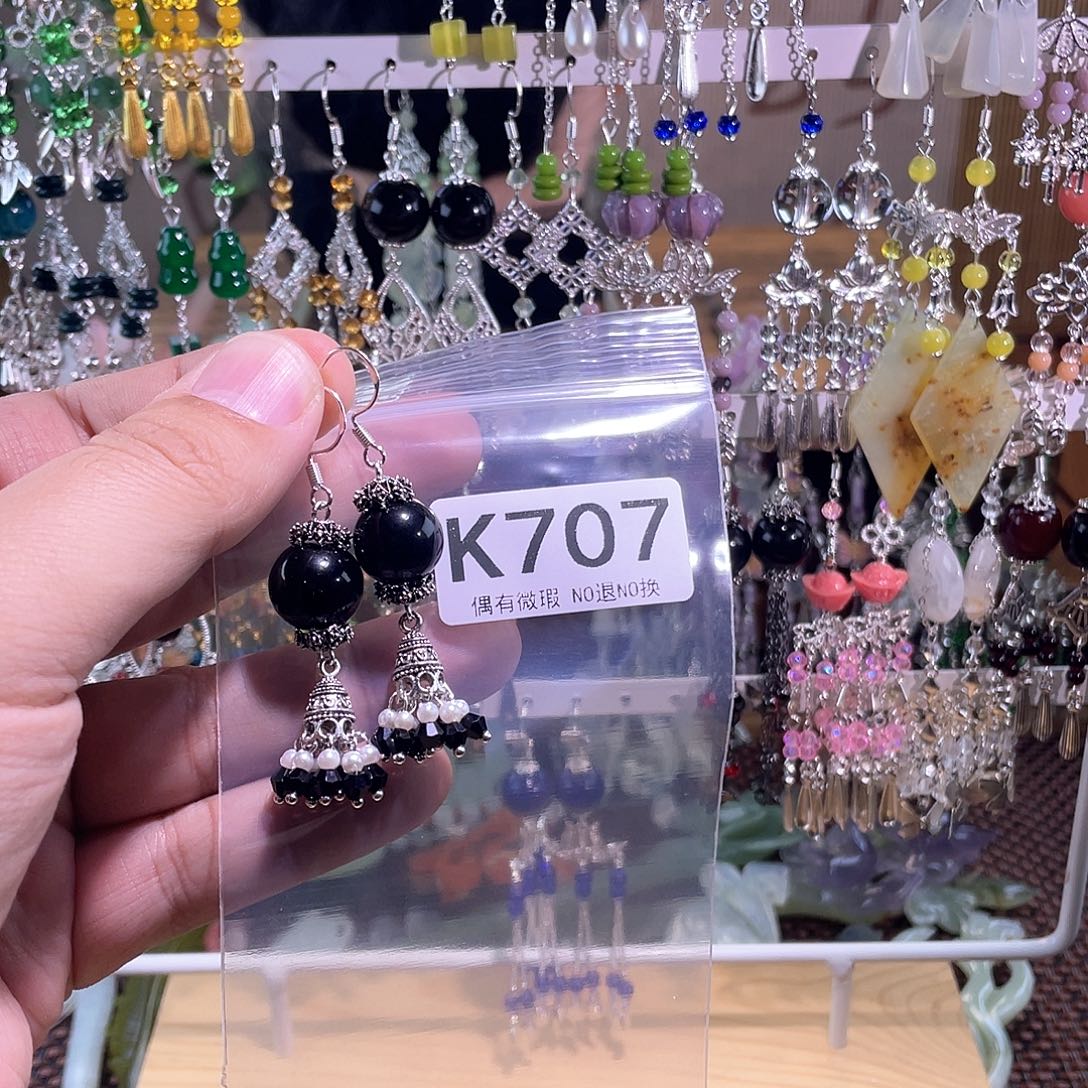 雯***子蛇纹石玉合金发饰