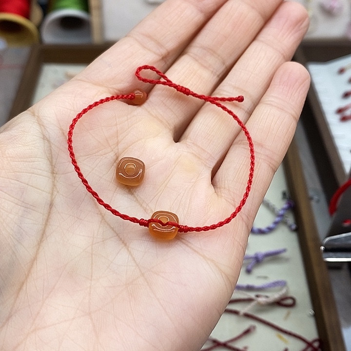 布艺非金属南红小芳口手工红绳宝宝款