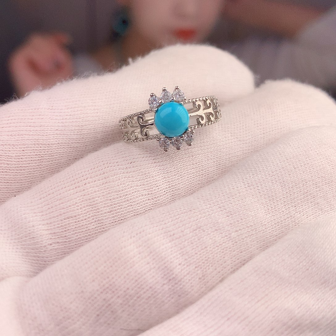 绿松石戒指银S925镶嵌