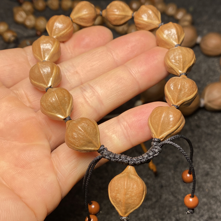 小尺寸铁核原皮正圆橄榄核素串小文玩14原皮手串短圆手持