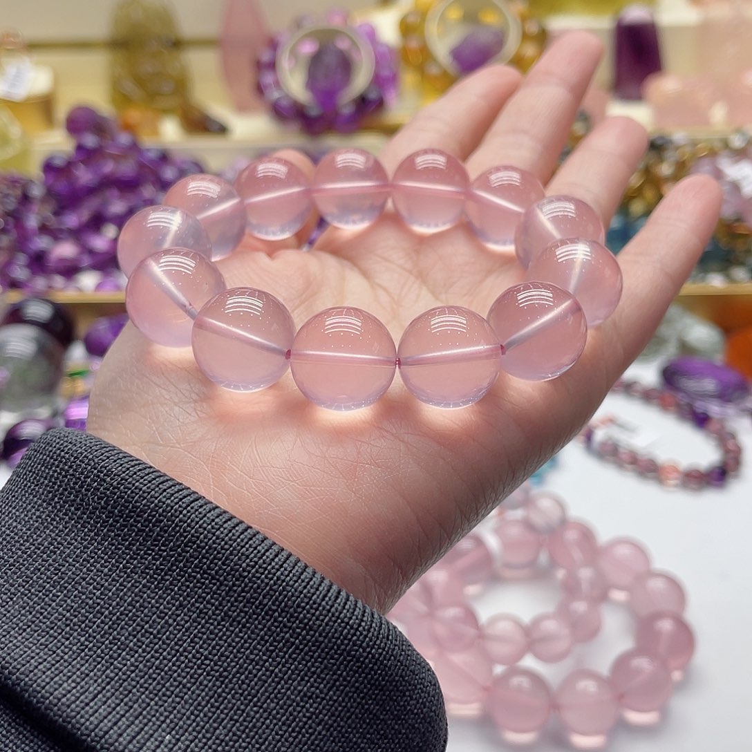 芙蓉石手链未镶嵌H****7粉晶